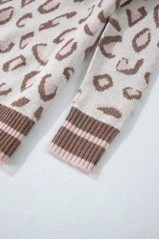 Two-tone Contrast Leopard Sweater - Fashionfitz