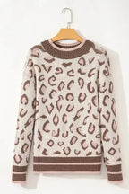 Two-tone Contrast Leopard Sweater - Fashionfitz