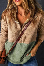 Two-Tones Half Zip Fleece Sweatshirt - Fashionfitz