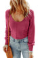 U neck textured long sleeve top - tops