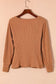 U neck textured long sleeve top - tops