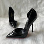 Ultra thin 12cm stiletto heel pumps front view showing soaring height Fashionfitz UK