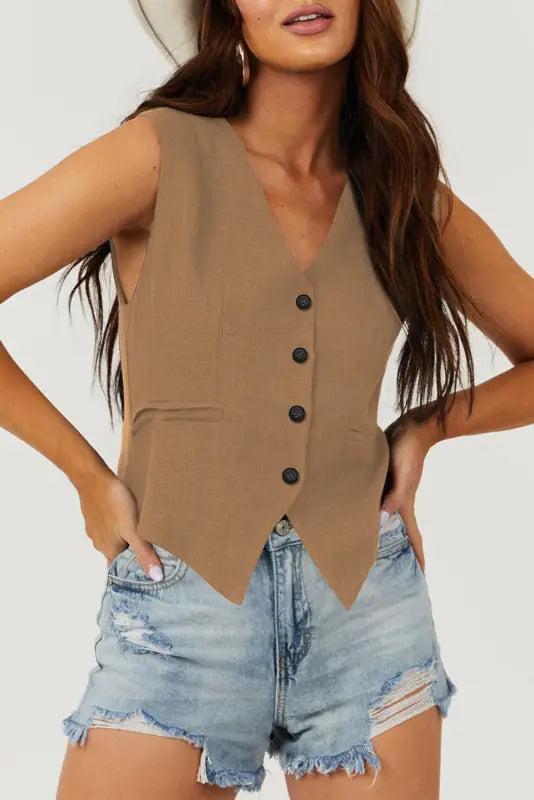 Umber Sleek Button-Up Vest