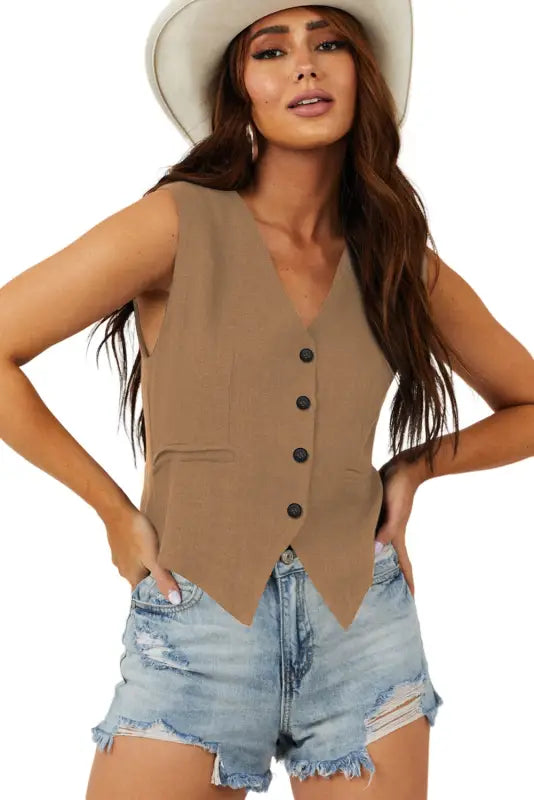 Umber Sleek Button-Up Vest 013