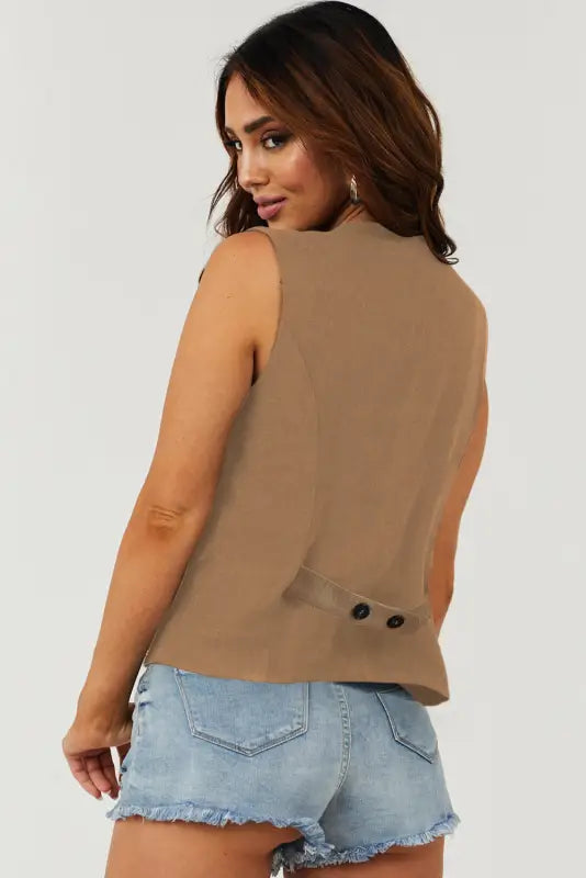 Umber Sleek Button-Up Vest back