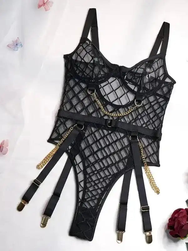 Unchain My Heart - Teddy Garter Lingerie Set - Fashionfitz