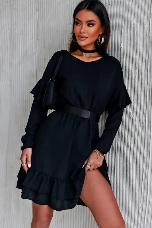 Urban black mini dress - xl / 100% polyester - dresses