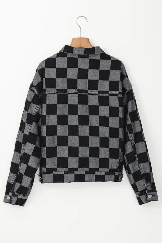 Stylish urban checkered denim jacket | trendy streetwear