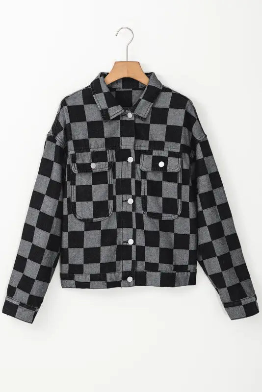 Stylish urban checkered denim jacket | trendy streetwear