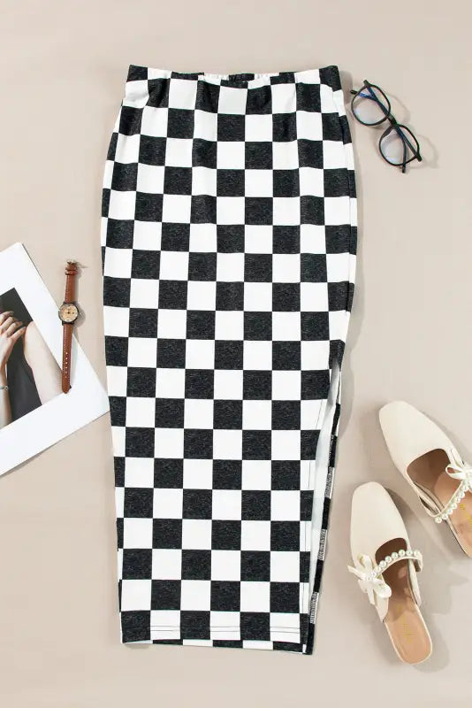 Urban checkered slit skirt | trendy & chic | fashionfitz