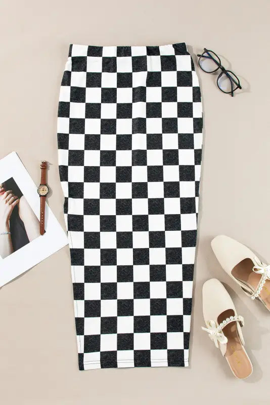 Urban checkered slit skirt | trendy & chic | fashionfitz