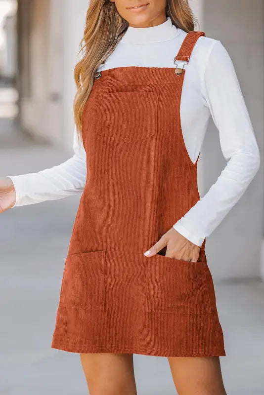 Urban chic corduroy overall dress | fashionfitz