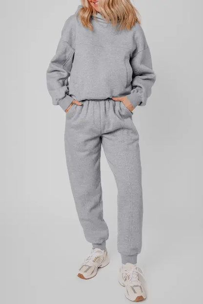 Urban chic hoodie & joggers set | trendy exposed seams design