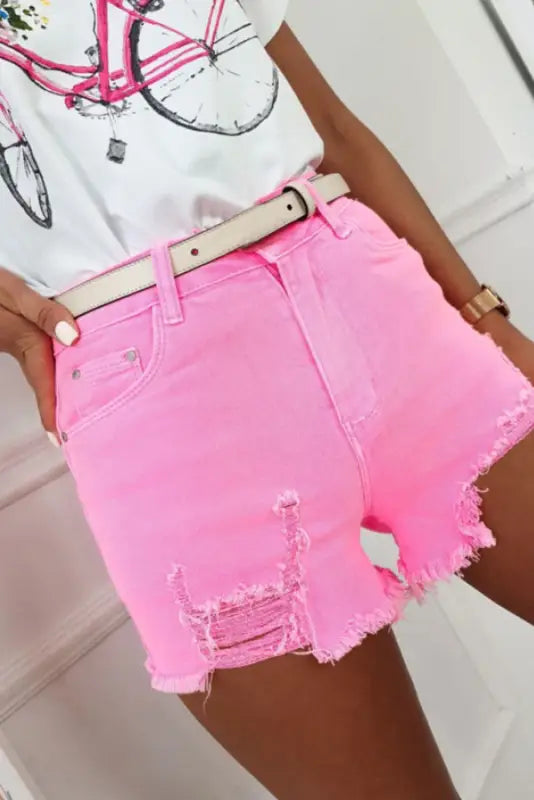 Urban distressed denim shorts