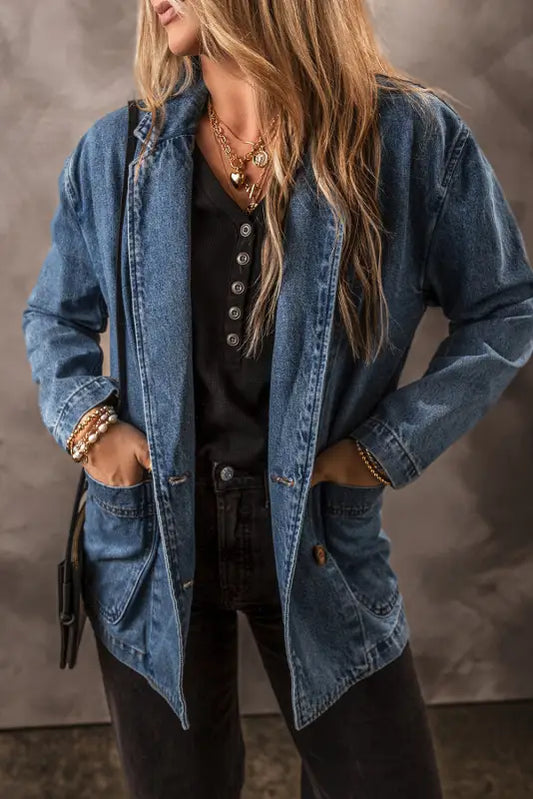 Urban edge lapel denim jacket | women’s jackets | fashionfitz