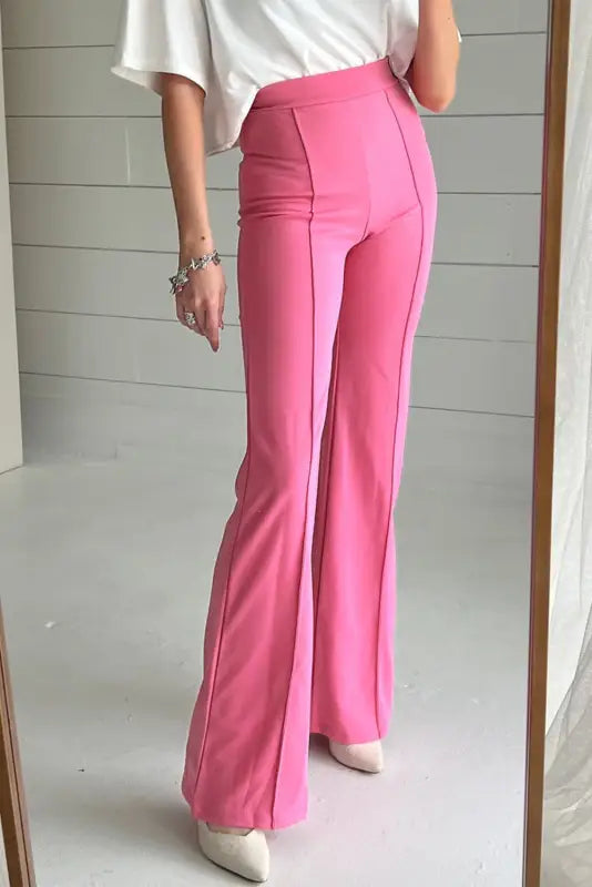 Urban elegance flared trousers pink | fashionfitz