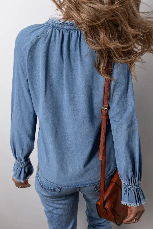 Urban fringe denim shirt | women’s shirts | fashionfitz