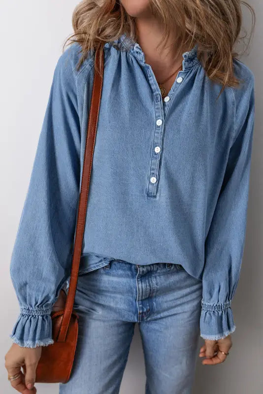 Urban fringe denim shirt | women’s shirts | fashionfitz