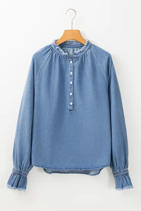 Urban fringe denim shirt | women’s shirts | fashionfitz