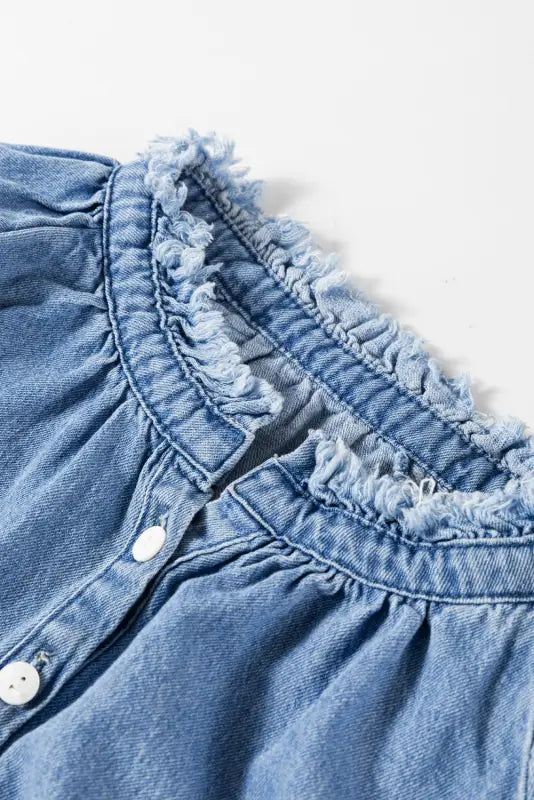 Urban fringe denim shirt | women’s shirts | fashionfitz