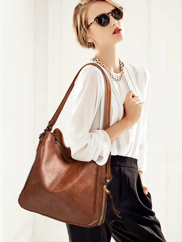 Urban lover shoulder tote bag - brown / f - bags