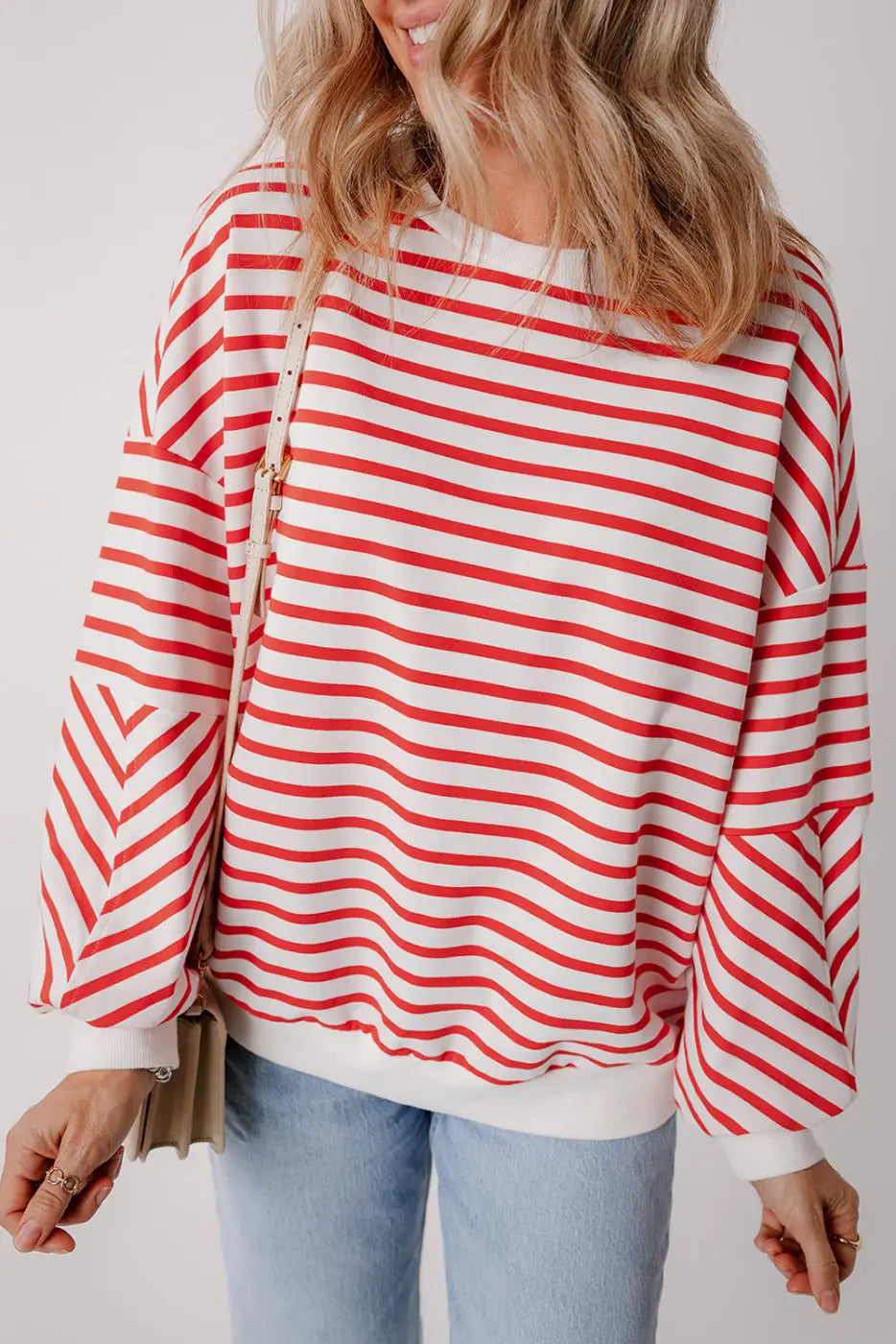 Urban stripe loose sweatshirt - sweatshirts