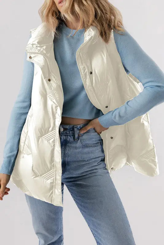 Urban uptown quilted vest - white windproof waterproof