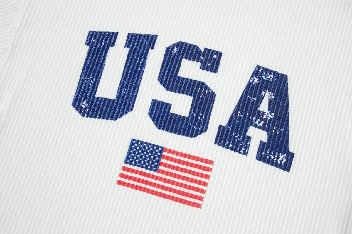 Usa flag corded graphic sweatshirt - sweatshirts