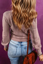 V Neck Buttoned Textured Sweater Cardigan - Fashionfitz