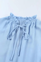 V Neck Long Sleeve Ruffle Tiered Mini Dress - Fashionfitz