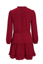 V Neck Long Sleeve Ruffle Tiered Mini Dress - Fashionfitz