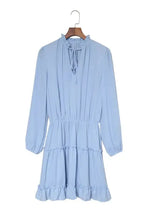 V Neck Long Sleeve Ruffle Tiered Mini Dress - Fashionfitz