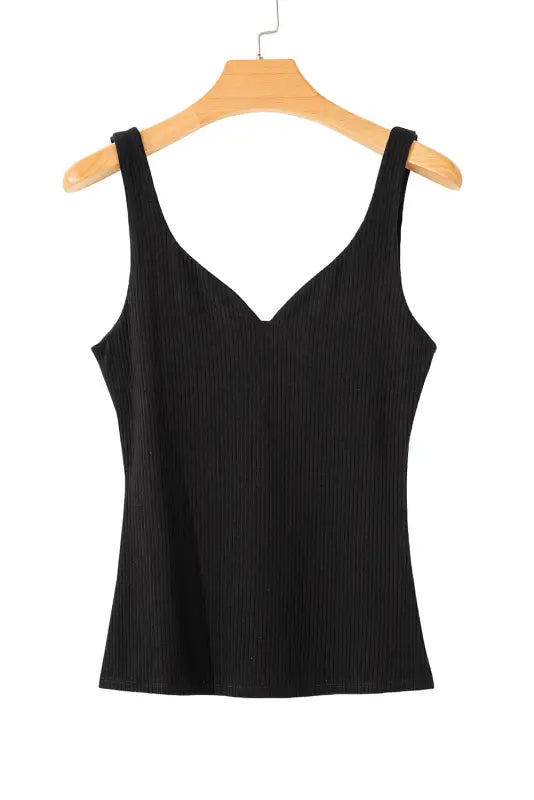 V neck ribbed knit sleeveless top | fashionfitz