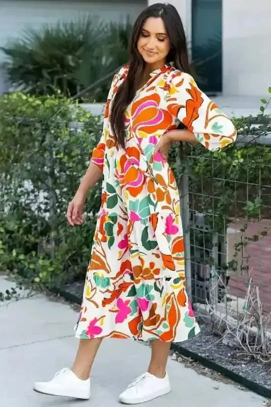 Maxi Dresses Valencia Floral Tiered Maxi Dress
