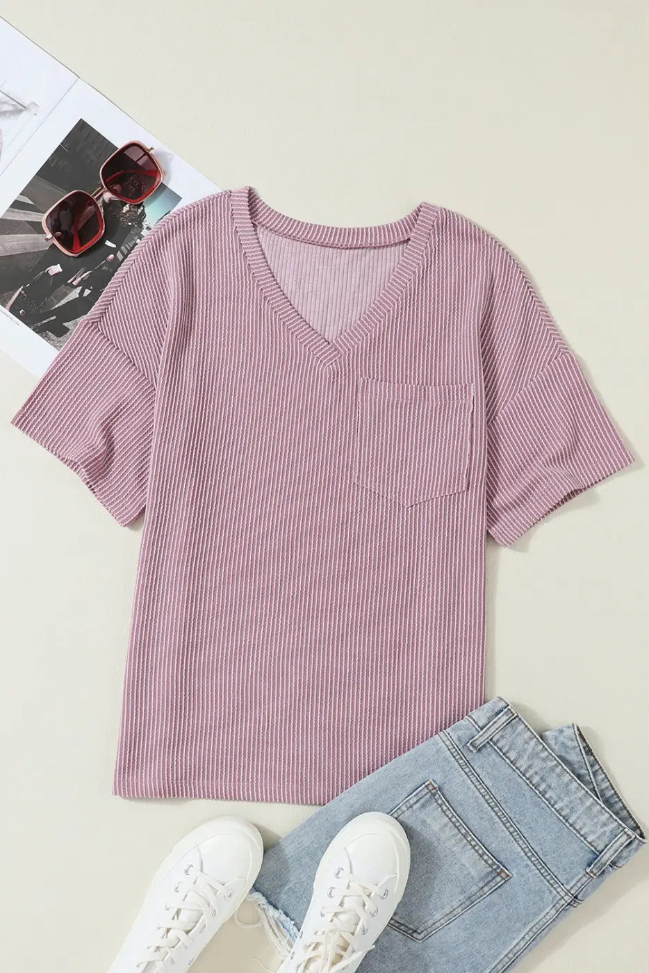 Lavender corded loose t-shirt - t-shirts