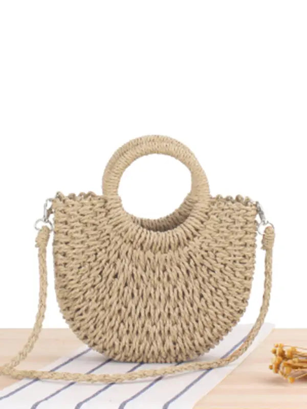 Vamos a la playa straw bag - camel / f - shoulder bags