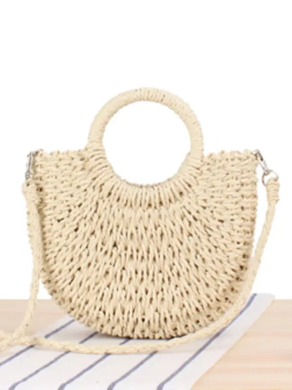 Vamos a la playa straw bag - cream / f - shoulder bags