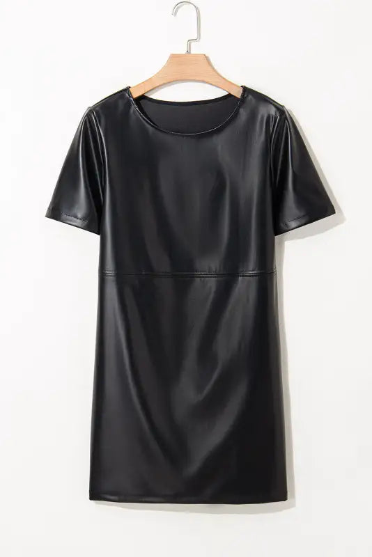 Vegan leather t-shirt dress - loose fit