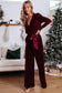 Chic jumpsuit | velvet cut-out-back wide leg | fashionfitz