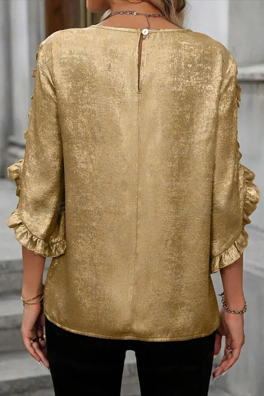 Velvet glow metallic gold blouse | fashiionfitz