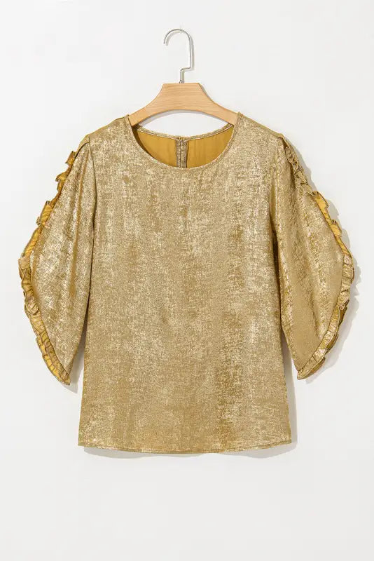 Velvet glow metallic gold blouse | fashiionfitz