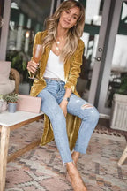 Velvet Long Duster Cardigan - Fashionfitz