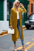 Velvet Long Duster Cardigan - Fashionfitz