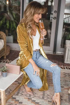 Velvet Long Duster Cardigan - Fashionfitz