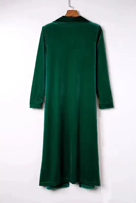 Velvet Long Duster Cardigan - Fashionfitz