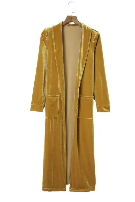 Velvet Long Duster Cardigan - Fashionfitz