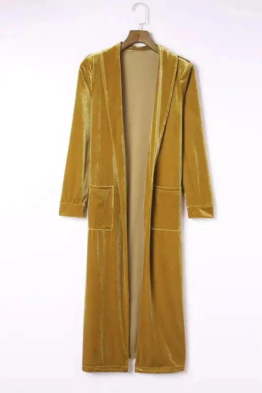 Velvet Long Duster Cardigan - Fashionfitz