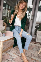 Velvet Long Duster Cardigan - Fashionfitz