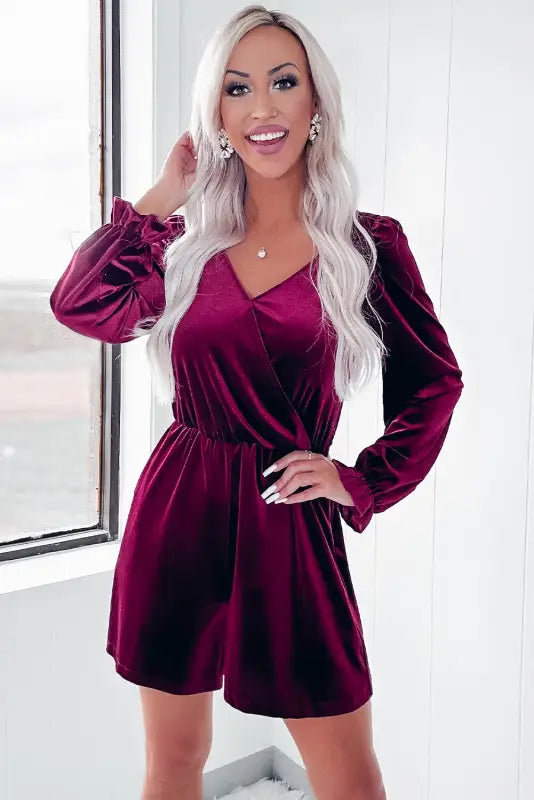 Velvet vixen surplice romper | night out rompers | fashionfitz