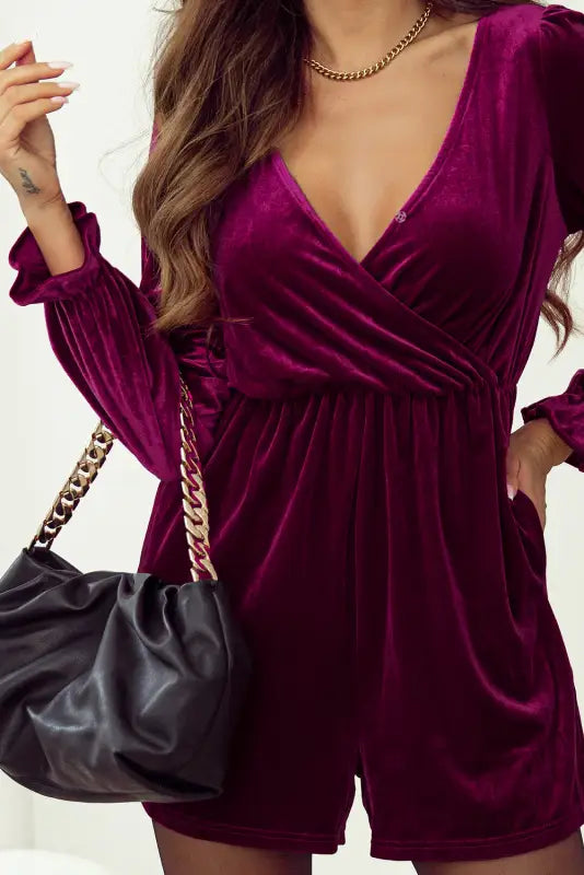 Velvet vixen surplice romper | night out rompers | fashionfitz